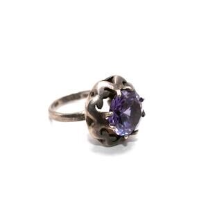 Vintage 925 Mexico Purple Topaz Sterling Silver Ring Size 7.25